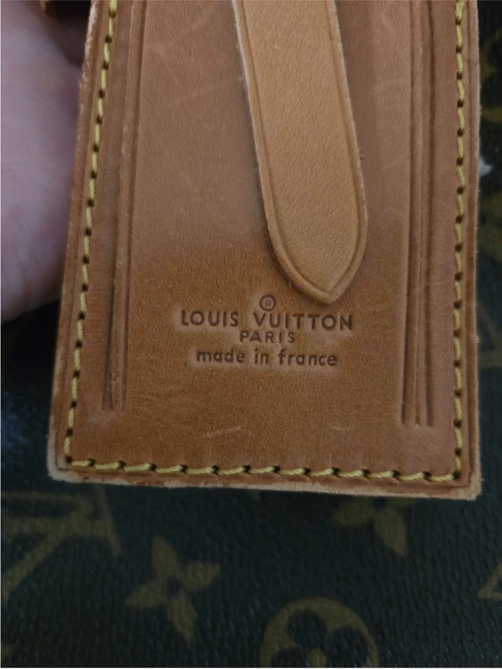 Louis Vuitton Tan Brown Monogram Leather Luggage Tag